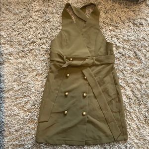 (2/$15) 🟡NWT Green Utility Overall Mini Dress